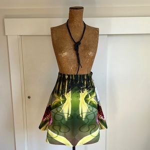 A-line abstract floral skirt original art